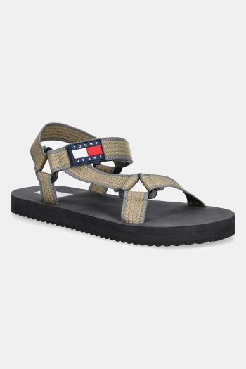 Sandále Tommy Jeans CASUAL SANDAL pánske, béžová farba, EM0EM01563