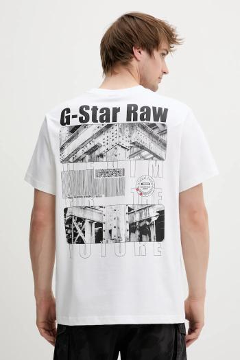Bavlnené tričko G-Star pánske, biela farba, s potlačou, D25976-C784