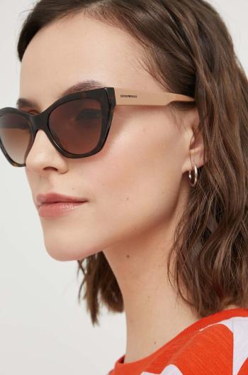 Slnečné okuliare Emporio Armani dámske, hnedá farba