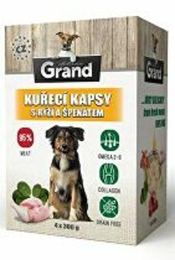 GRAND kaps. deluxe pes kuracie s ryžou a špenát. 4x300g + Množstevná zľava