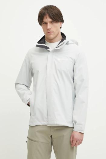 Nepremokavá bunda Jack Wolfskin Trailtime 2L pánska, šedá farba, A63903