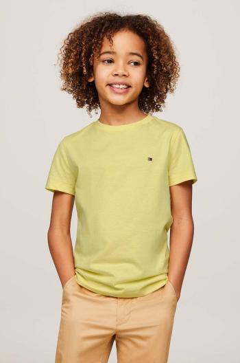 Detské bavlnené tričko Tommy Hilfiger žltá farba, s potlačou
