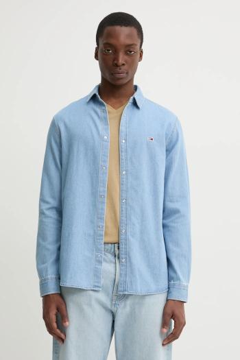 Rifľová košeľa Tommy Jeans pánska, regular, s klasickým golierom, DM0DM21146