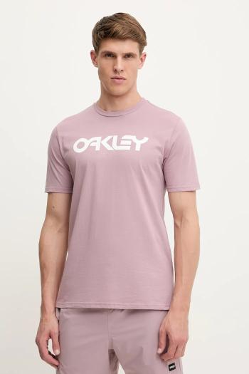 Bavlnené tričko Oakley MARK II pánske, ružová farba, s potlačou, FOA404011
