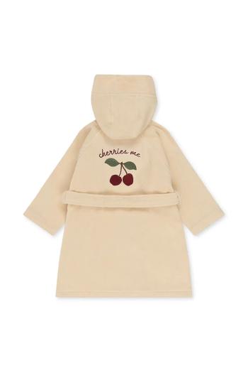 Detský bavlnený župan Konges Sløjd TERRY BATHROBE EMBROIDERY GOTS béžová farba, KS103319