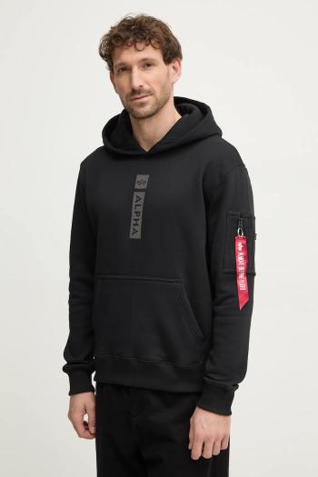 Mikina Alpha Industries PP Hoody pánska, čierna farba, s kapucňou, s potlačou, 146338