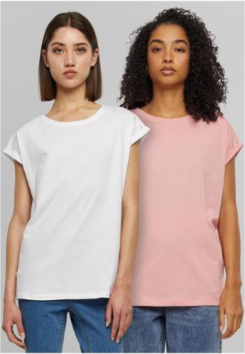 Urban Classics Ladies Extended Shoulder Tee 2-Pack lemonadepink+white - L