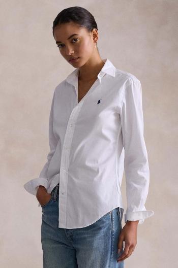 Bavlnená košeľa Polo Ralph Lauren dámska,biela farba,regular,s klasickým golierom,211891376