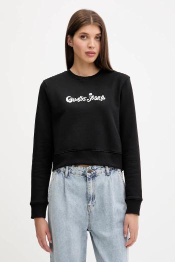 Bavlnená mikina Guess Jeans čierna farba, s potlačou, W5YQ15 K68I4
