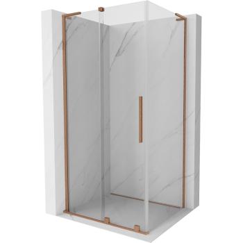 MEXEN/S - Velar L sprchovací kút, posuvné dvere 120 x 110, transparent, meď kartáčovaná 871-120-110-03-65