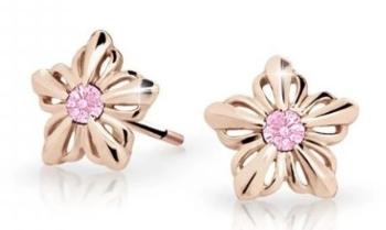 Cutie Jewellery Detské kvietkové náušnice z ružového zlata C2238-30-X-4 ružová