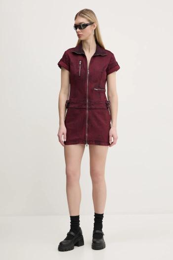 Rifľové šaty Guess Originals bordová farba, mini, priliehavé, W5RG68 D4ON0
