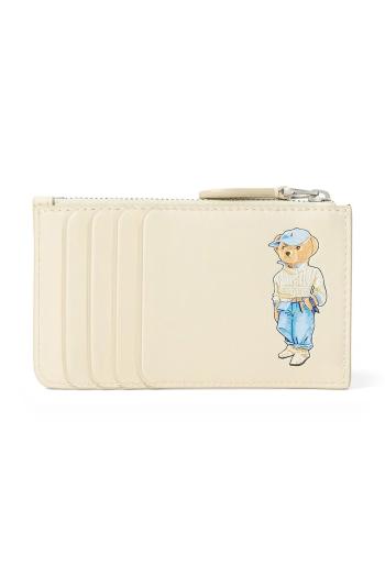 Kožená peňaženka Polo Ralph Lauren dámska, béžová farba, 427967718