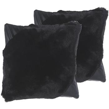 BELIANI, Sada 2 vankúšov z umelej kožušiny 42 × 42 cm čierna EHNAR, 257531 (beliani_257531)