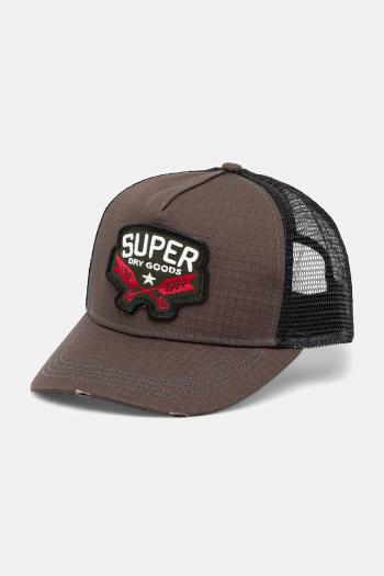 Šiltovka Superdry hnedá farba, s nášivkou, Y9011020A-02A