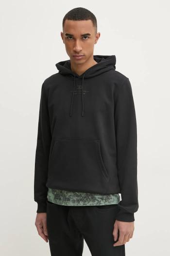 Mikina Diesel S-GINN-HOOD-R3 SWEAT-SHIRT pánska, čierna farba, s kapucňou, s nášivkou, A16425.0HYAT