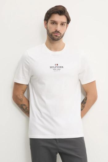 Tričko Tommy Hilfiger pánske, béžová farba, s potlačou, MW0MW38980