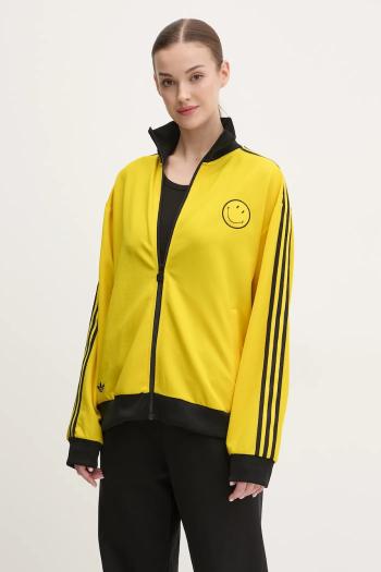 Mikina adidas Originals X Smiley dámska, žltá farba, s nášivkou, JD2737