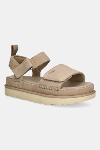 Semišové sandále UGG Goldenstar dámske, béžová farba, na platforme, 1136783-SAN