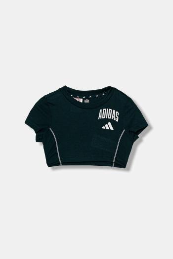Detské bavlnené tričko adidas zelená farba, JW8657