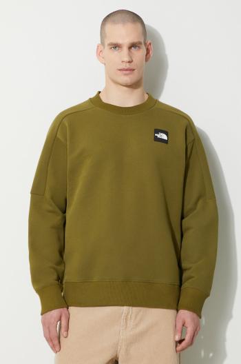 Bavlnená mikina The North Face U The 489 Crew pánska, zelená farba, s nášivkou, NF0A87D8PIB1