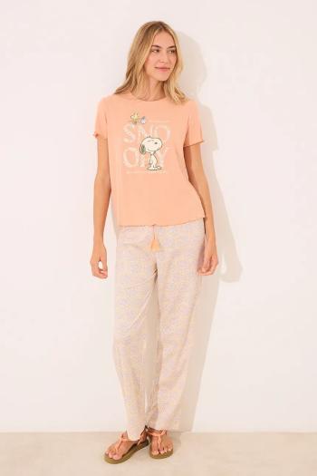 Pyžamo women'secret SNOOPY dámske, oranžová farba, 3139891