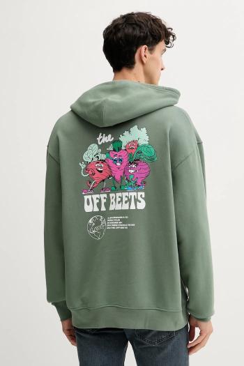 Bavlnená mikina Levi's zelená farba, s kapucňou, s potlačou, A2639