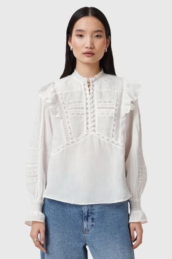 Bavlnená blúzka AllSaints HEATHER dámska, biela farba, jednofarebná, W038PC