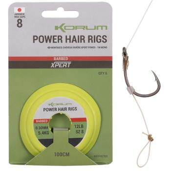 Korum náväzec power hair rigs 1 m 6 ks - 0,30 mm veľkosť háčika 8