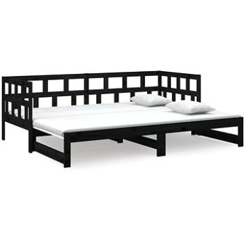 Výsuvná posteľ čierna masívna borovica 2× (90 × 200) cm, 820226