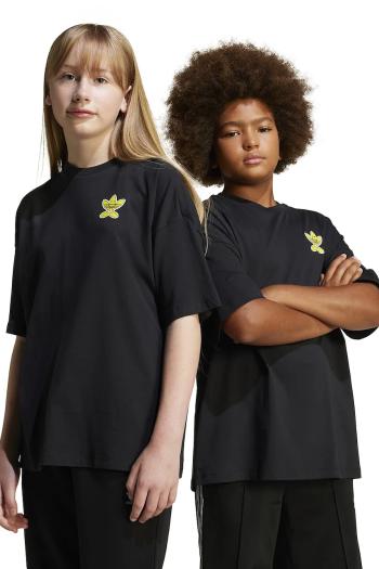 Detské bavlnené tričko adidas Originals čierna farba, s potlačou, JD0412