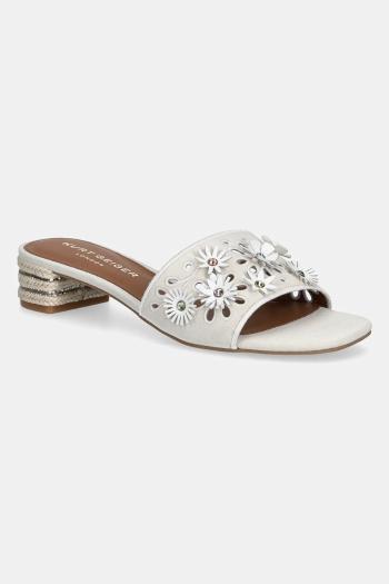 Semišové šľapky Kurt Geiger London Flower Low Sandal dámske, šedá farba, na podpätku, 4493544209