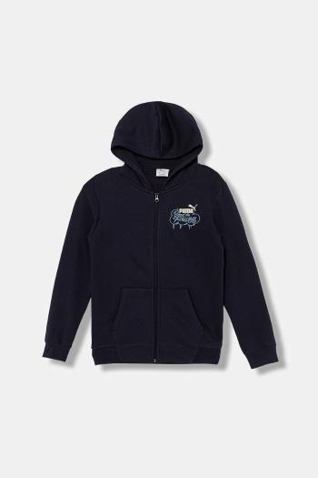 Detská mikina Puma MID90s Full-Zip FL B tmavomodrá farba, s kapucňou, vzorovaná, 688469