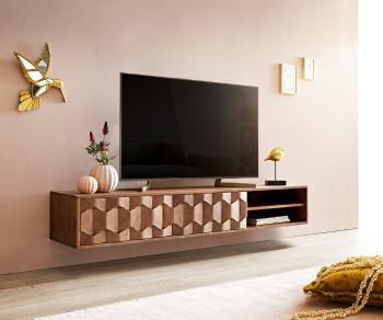TV stolík Fevo 160 cm akáciová hnedá 2 dvierka na pántoch