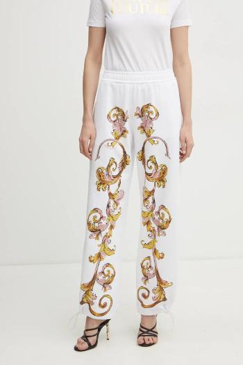 Bavlnené tepláky Versace Jeans Couture dámske, biela farba, vzorované, 78HAA3P0 FS194