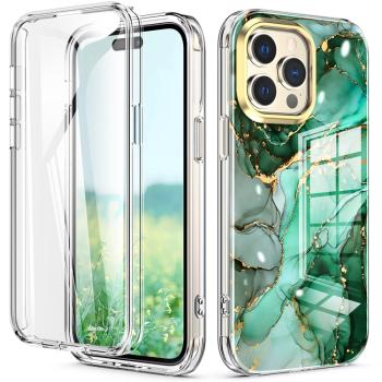 DUAL MARBLE Odolný kryt Apple iPhone 14 Pro Max GREEN MABRLE