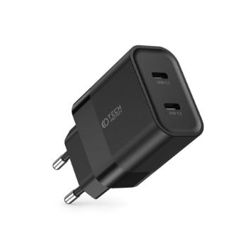 Tech-Protect C20W sieťová nabíjačka 2x USB-C 20W PD, čierna