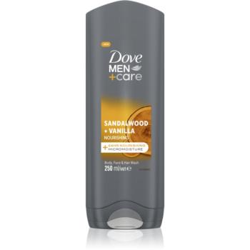 Dove Men+Care Sandalwood&Vanilla sprchový gél 3v1 pre mužov 250 ml