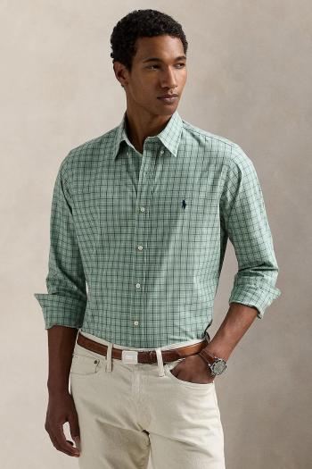 Košeľa Polo Ralph Lauren zelená farba, regular, s golierom button-down, 710968937