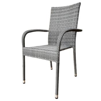 Autronic Záhradná stolička, kov, polyratan, sivá,AZ C-S2114 GREY