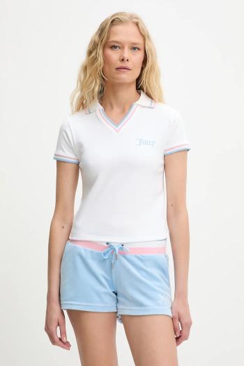 Polo tričko Juicy Couture SHRUNKEN POLO TEE dámske, biela farba, JCWCT225355