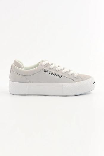 Semišové tenisky Karl Lagerfeld SKATE LO LACE sivá farba, KL50722