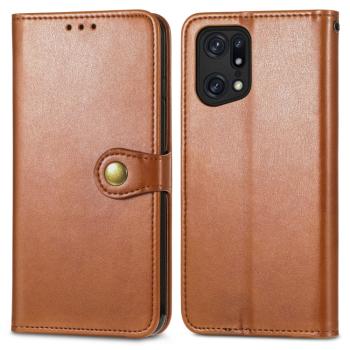 LEATHER BUCKLE Peňaženkový obal Oppo Find X5 Pro hnedý