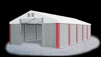 Garážový stan 4x6x2m strecha PVC 560g/m2 boky PVC 500g/m2 konštrukcia ZIMA PLUS Biela Šedá Červené