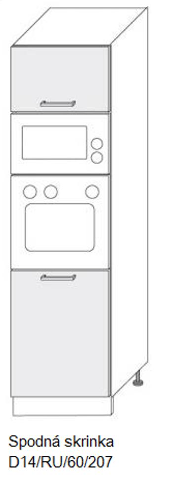 ArtExt Kuchynská linka FLORENCE mat Kuchyňa: Spodná skrinka D14/RU/60/207 / (ŠxVxH): 60 x 207 x 56,5 cm