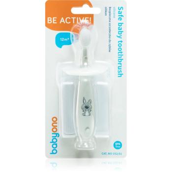 BabyOno Safe Baby Toothbrush Grey zubná kefka pre deti 12m+ 1 ks