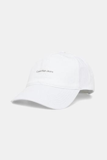 Bavlnená šiltovka Calvin Klein Jeans biela farba, jednofarebná, LV04K5027G