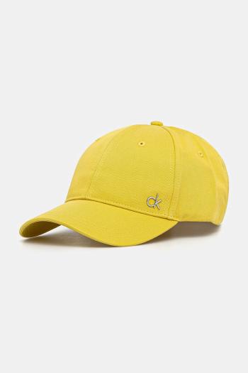 Bavlnená šiltovka Calvin Klein žltá farba, s nášivkou, K60K613102