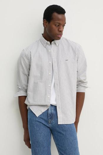 Bavlnená košeľa Levi's pánska, šedá farba, voľný strih, s golierom button-down