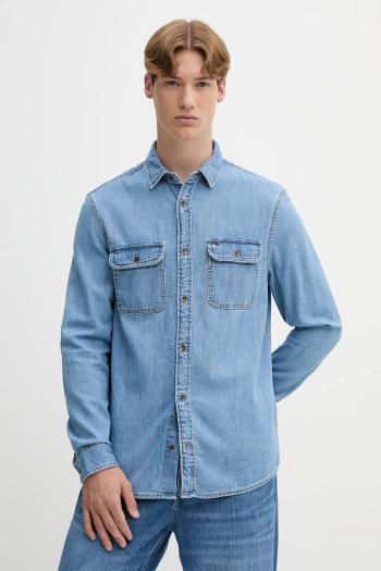 Rifľová košeľa Tommy Jeans modrá farba, regular, s klasickým golierom, DM0DM21727